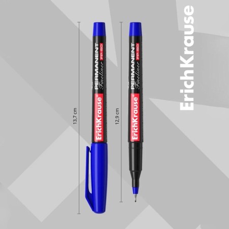 Marker - permanent Erichkrause FP -50, 0.6 mm, alcohol -based ink, light -resistant and waterproof, for any surfaces, blue-2