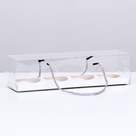 Confectionery packaging for cupcakes, white, 29.5 x 7.8 x 7.8 cm
