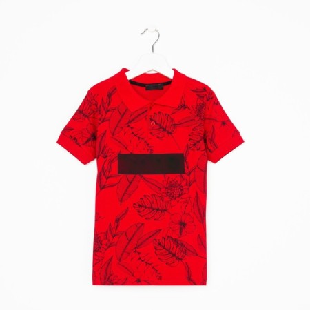 Polo T -shirt for a boy, color red/print mix, height 152 cm-4
