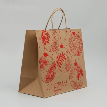 Package gift craft Red, 32 x 28 x 15 cm, new year-2