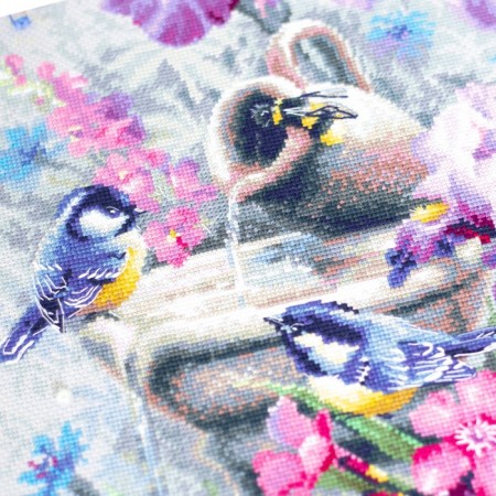 Set for embroidery "Tits by the Fountain" 28 x 38-6