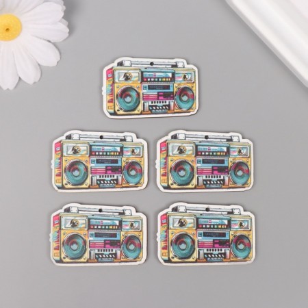 Decor for creativity wood "Boombox" 2.9x4.5x0.3 cm-2