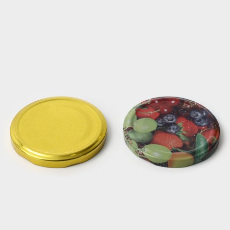 Assorted canning cover, TO-82 mm, screw, varnished, packaging 20 pcs, golden color-1