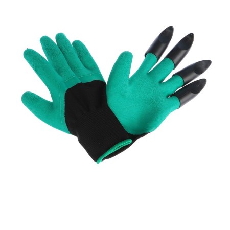 Garden gloves, nylon "shrews", with latex impregnation, with claws, green, Greengo-2