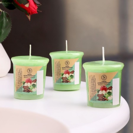 Aromatic candle "Apple with Cinnamon", an apple with cinnamon, a set of 5x4.5cm, 3 pcs-3