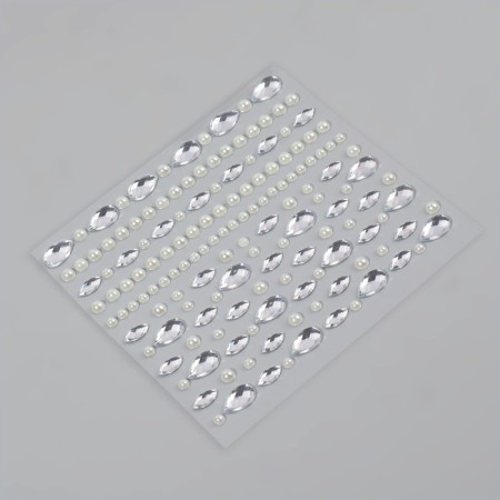 Rhinestones self -adhesive figured "Assorted", 120 pcs on the sheet, silver color-3