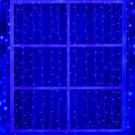 Garland "Curtain" 2 × 3 m, IP44, UMS, white thread, 760 LED, Blue glow, 220 V