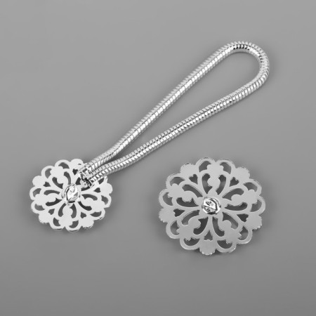Decorative fastener "Circle", 9.5 × 3 cm, silver color-2