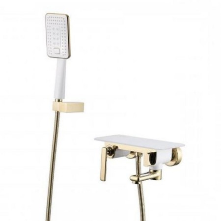 LEMARK MISTA LM6414WG bath mixer, single -leaf, pour 180 mm, watering can, white/gold