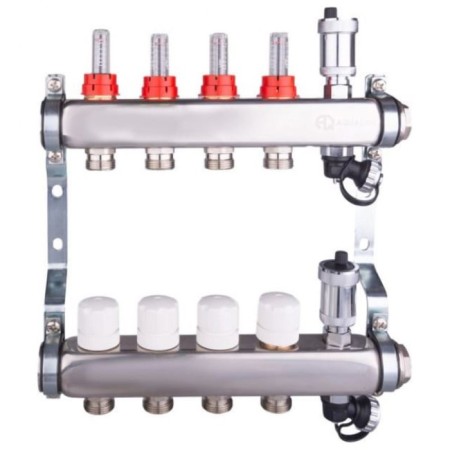Aqualink Collector Group, 1 "X3/4", 9 outputs, with consumables, stainless steel