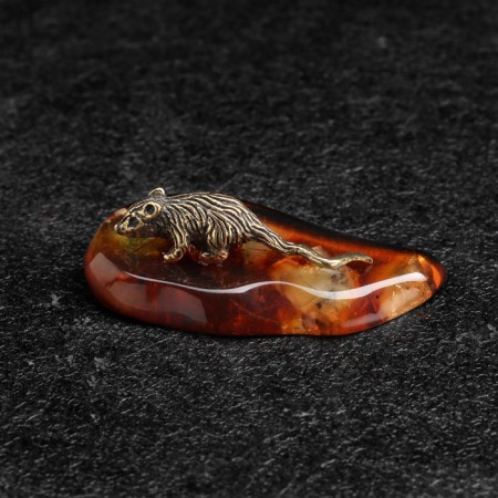 Souvenir "Koshelkaya mouse", brass, amber, 1.5x3 cm-2