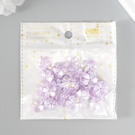 Beads for creativity plastic "Flower Pearl" set 40 pcs lilac 1.5x1.5 cm-4