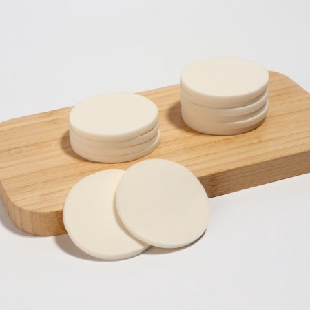Makeup sponge, set - 12 pcs, d = 5.3 cm, white color