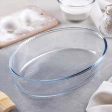 Oval shape for baking and baking of heat -resistant glass Borcam, 1.5 l, 18 × 26 cm, without a lid