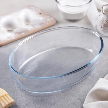 Oval shape for baking and baking of heat -resistant glass Borcam, 1.5 l, 18 × 26 cm, without a lid