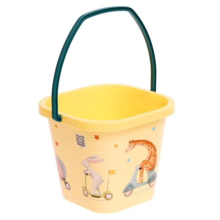 Set for playing in the sand: bucket, sieve, scoop, rake, 4 molds-2
