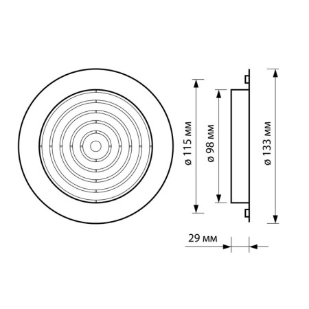 Diffusor Zein Lux L100DF, D = 100/130 mm, with a flange, inege, plastic, white-2