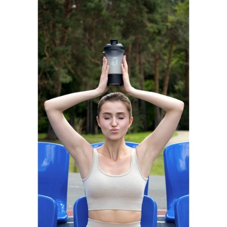 Sports shaker “don't touch”, black, with a bowl for protein, 500 ml-7