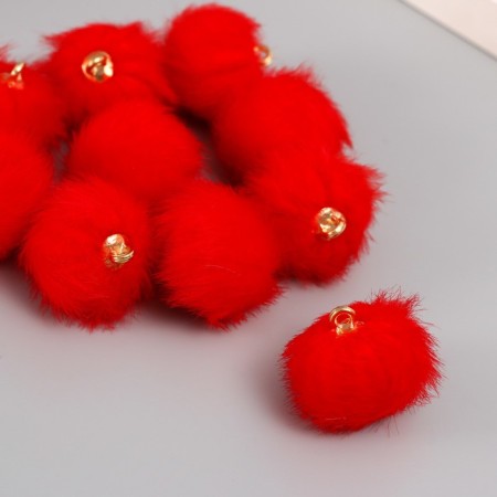Decor for creativity Artificial fur "ball" Red set 10 pcs, d = 2 cm
