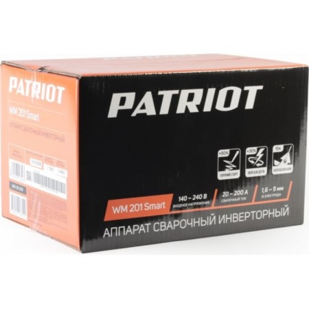 Welding apparatus Patriot WM 201SMART MMA, 8.3 kW, 200 A, 60 V, IP21-3