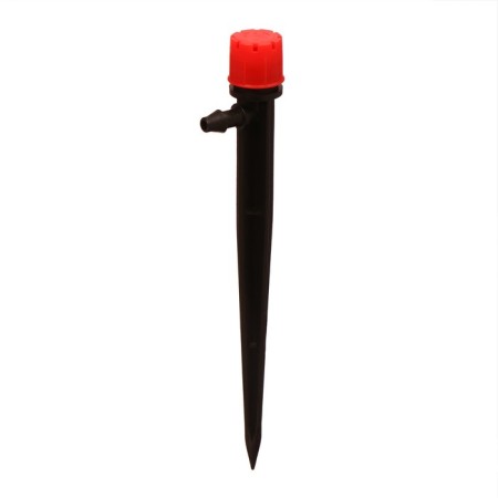 Opin-spraying nozzle for drip irrigation, with a peak, plastic, Greengo