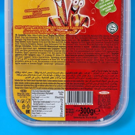 Sour marmalade - straps "Damla", banana, strawberries, 300 g-3