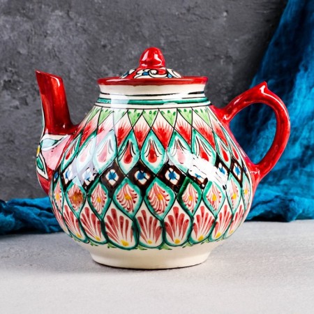 Rishtan ceramics "Patterns", 1600 ml, red