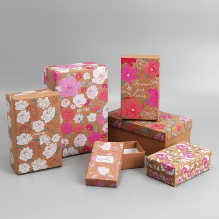 Set of boxes 6 in 1, gift packaging, “Flowers”, 12 x 7 x 4 - 22 x 14 x 8.5 cm-1