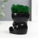 Concrete Kashpo "Mr. Evil" with moss 7*6cm black (moss green stabilized)