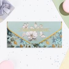Конверт для денег "С Благодарностью!" синий, софт-тач, тиснение, 19 х 9 см
