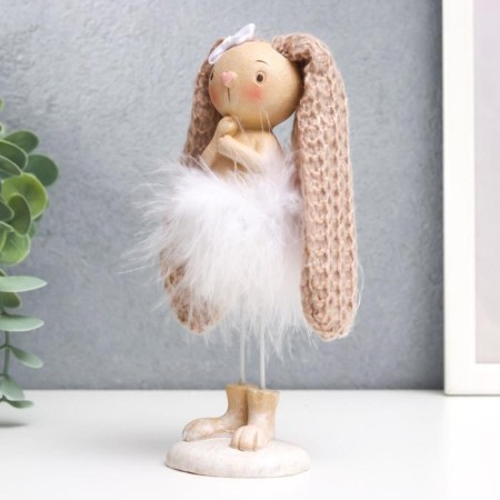 Polystone souvenir "Zayushka with a bow in a downy skirt" 27x5.8.8 cm-3
