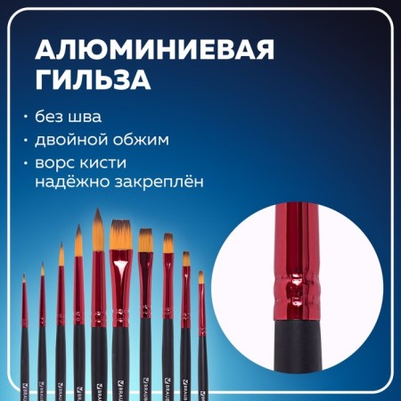 System of synthetics 10 pieces, Brauberg Premium, round No. 1, 2, 3, 5, 8; Flat No. 2, 4, 6, 8, 10-19
