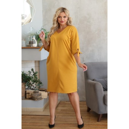 Female dress, size 50, mustard color-7