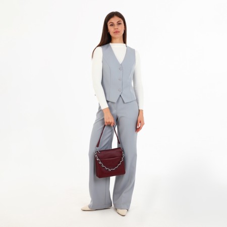 Cross-Bodi bag with zipper, burgundy color-8