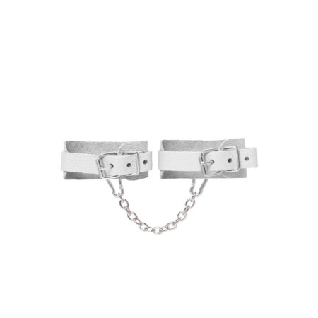 The shackles of the mini Pecado BDSM, with rounded corners, genuine leather, white-2