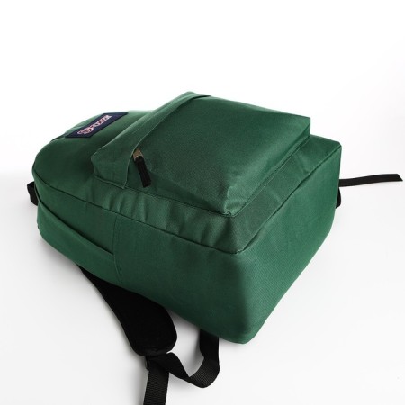 School backpack from textiles with lightning, external pocket, green color-4