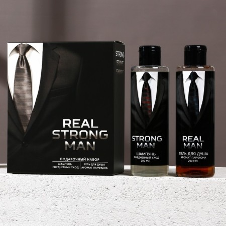 Gift kit Real Strong Man, shower gel 200 ml and hair shampoo 200 ml, Hard line