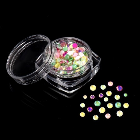 Rhinestones for "neon" decor, multi -sized, glow in the dark, multi -colored-2