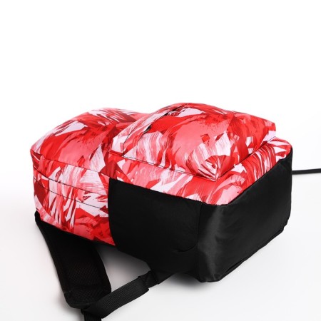 School backpack from textiles on lightning, 3 pockets, red-4
