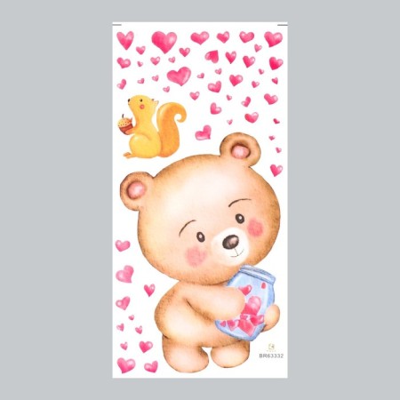 Stick plastic interior color "Bear and squirrel, with a jar of heart" 30x60 cm-1