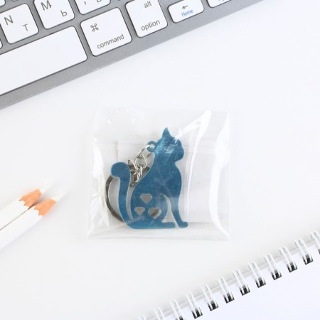 Key keychain Acrylic mirror "cat", 3.7 x 5 cm-3