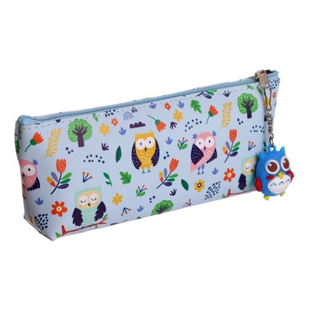 School pencil case with a zipper, with a suspension, "owl", mix-8