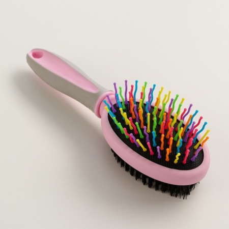 Bilateral brush - comb with wavy teeth, middle, 6 x 19 cm, pink