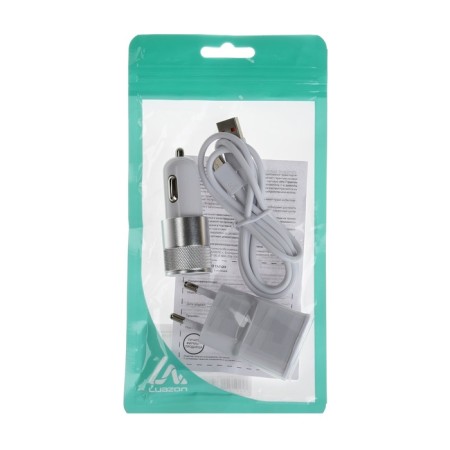 Set for charging 3 in 1 Luazon UC-30, Azu 2.1/1a, Type-C 1a, 1 m, SZU 1A, silver-15