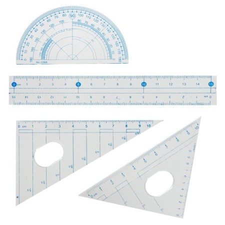 Drawing Set 9 objects (2 circulas - 130 mm, barrel, sharpener, flight department, ruler, transporter, 2 squares), in the plastic penalty-3