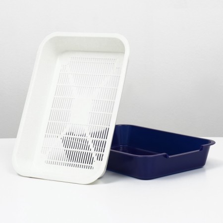 Medium toilet with a mesh of 36 x 26 x 6.5 cm, blue tray/white grid-4