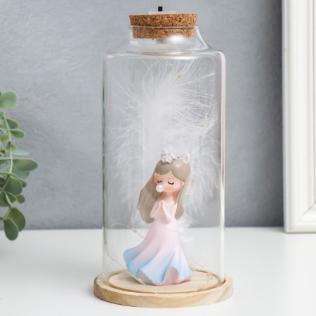 Souvenir Polystone Light "Girl with brown hair, ears and pen" 10x10x20.5 cm-3