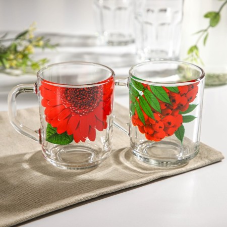 Glass mug "South", 220 ml, MIX drawing-3