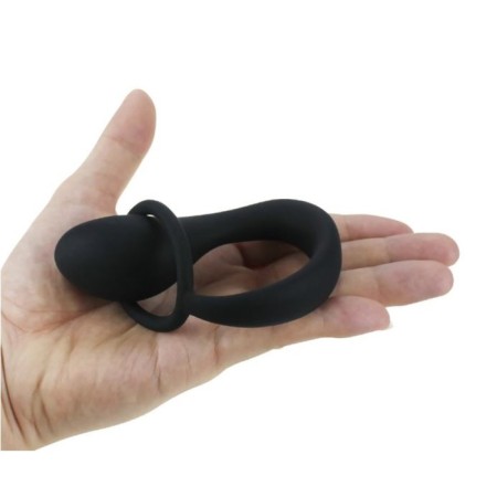 Anal plug with an erective ring, prostate stimulator, software, silicone, black-5