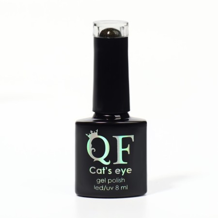 Nail gel polish, “cat`s eye”, 3 phase, 8ml, LED/UV, chameleon/gold/green color (02)-6
